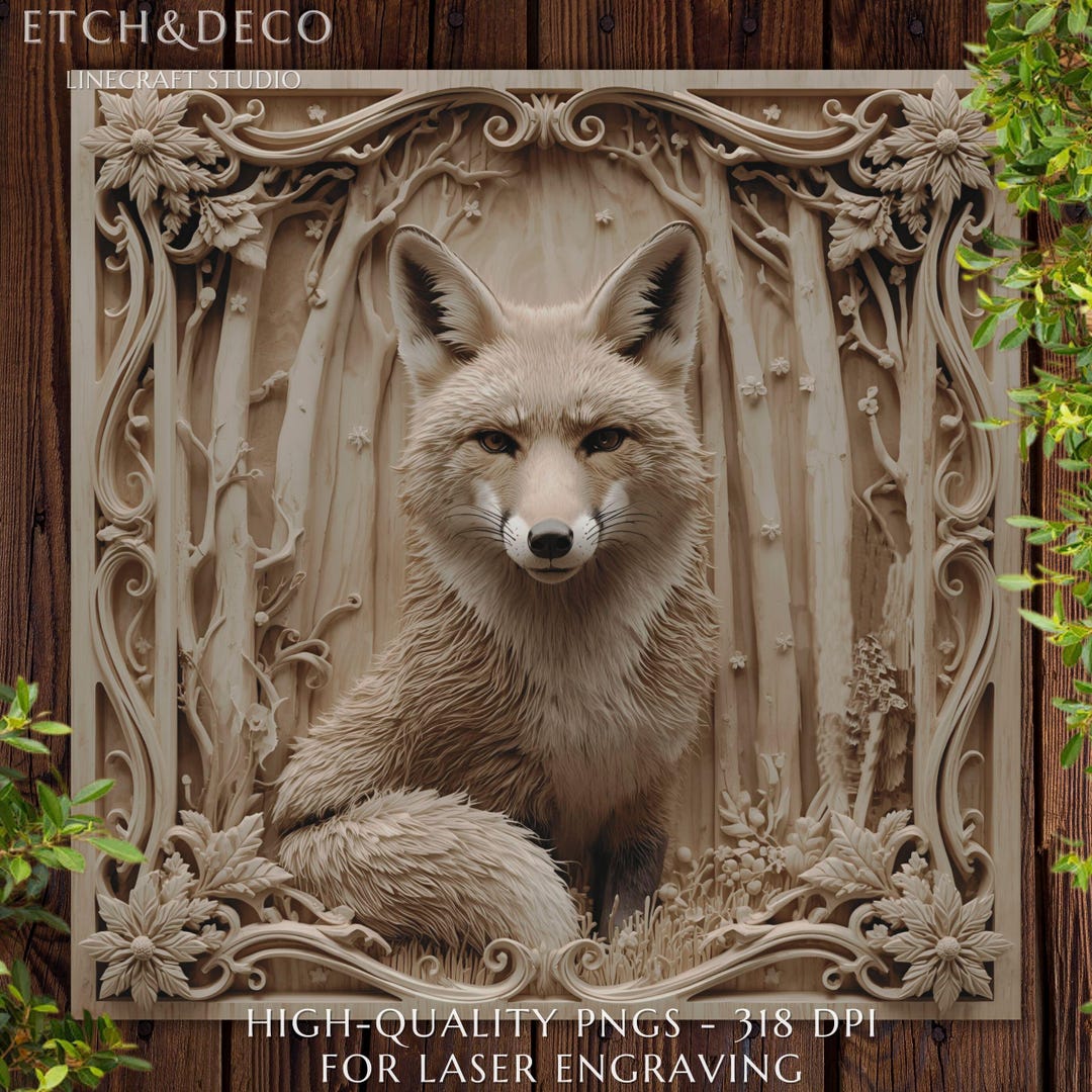 Fox File 3D Illusion Fox File for Wood Laser Engraving PNG, Glowforge Xtool ...