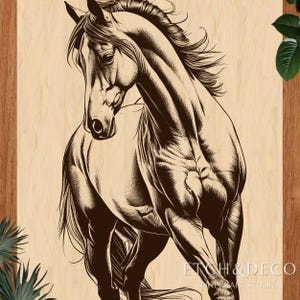 Majestic Horse Laser Burn PNG, Elegant Horse Engraving Design, Digital Laser Cut File, Glowforge xTool CNC Ready, Rustic Gift Idea