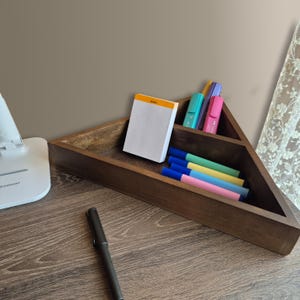 Wood desk organizer | Desktop organizer | Desk organizer tray | Pen holder | Catch all tray |