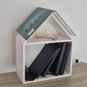 House Shaped Book Stand, Wall Shelf, Book Lover Gift