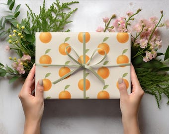 Orange Wrapping Paper - Cheerful Citrus Designs for Gifts, Birthday, Holidays, Eco-Friendly, Party Decorations
