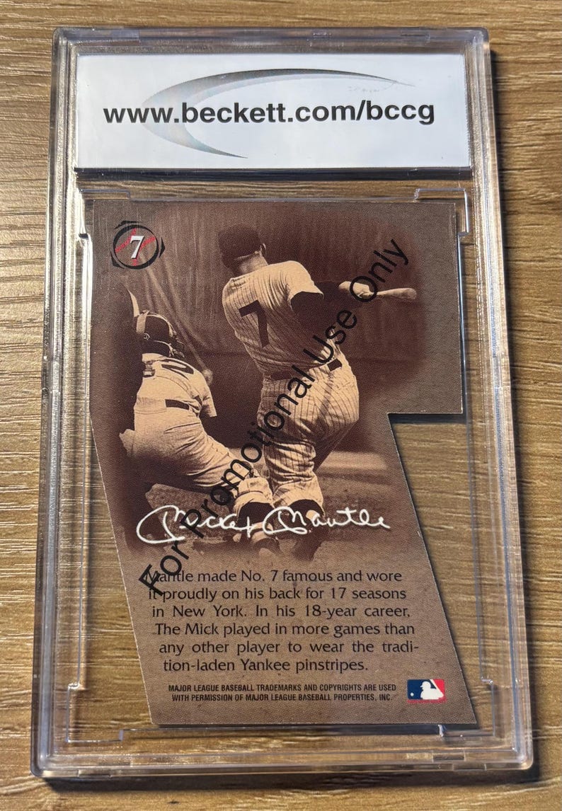 Bccg Label Back 1997 SCOREBOARD Mantle Promo #7 Mickey Mantle Certified by BCCG Mint 10 ...