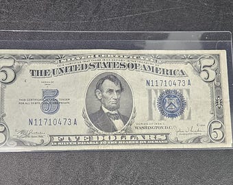 1934-C Five Dollar Note Bill Silver Certificate!!!