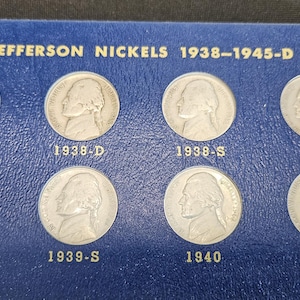 Jefferson Nickel Set Complete 1938-1964 Library Coins Album Incl. Silver Wartime Nickels BU ! image 10