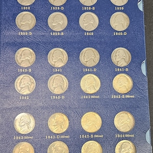 Jefferson Nickel Set Complete 1938-1964 Library Coins Album Incl. Silver Wartime Nickels BU ! image 1