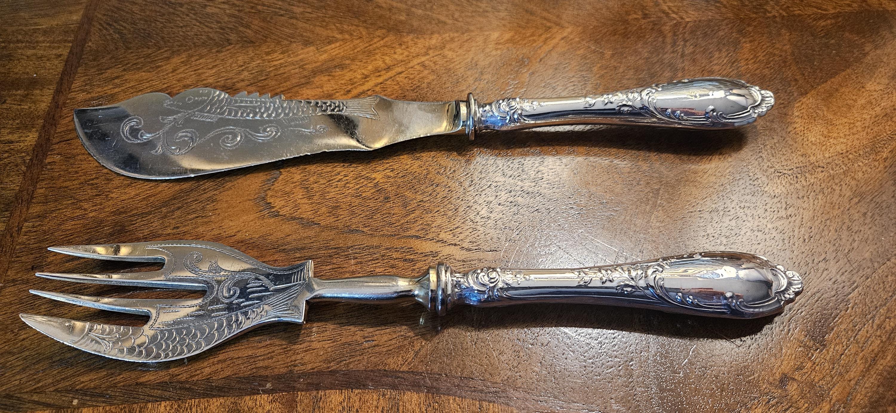 Antique Silver Fish Knives and Forks - Etsy