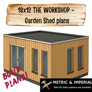 Workshop Garden Shed Plan | DIY Building Blueprint | Modern Outdoor Storage Shed Design | Digital Download Construction Guide