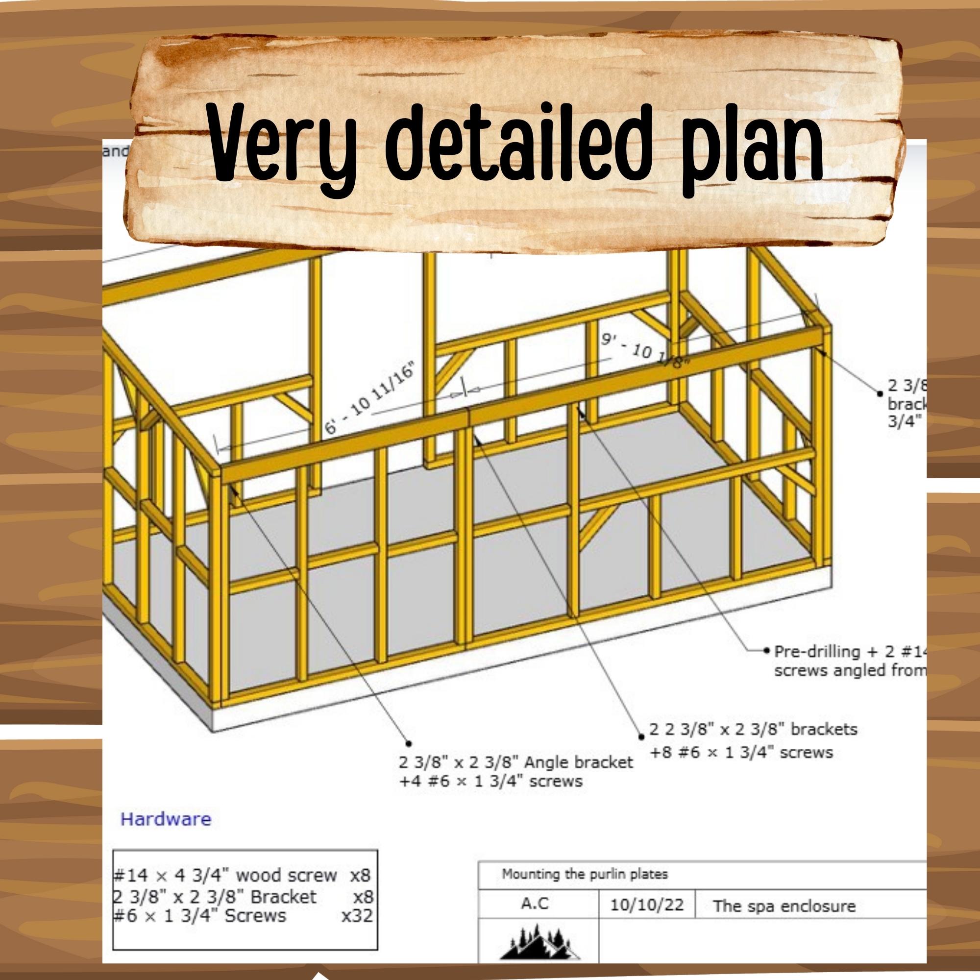 Spa Shelter Plan With Lounge & Bar Area | Outdoor Hot Tub Gazebo Plans