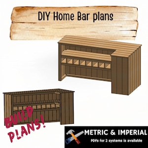 DIY-planer för hemmabar | Byggguide för L-formad träbar med flaskförvaring | Man Cave-bar för inomhus- och utomhusbruk i trä (PDF)