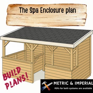 Spa Shelter Plan with Bar & Lounge Area | Outdoor Hot Tub Gazebo Plans | Backyard Spa Enclosure | DIY Wood Pavilion PDF | Backyard Shed Plan