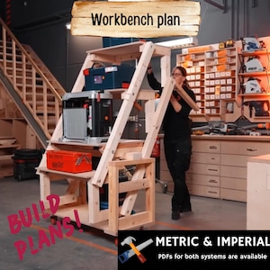 Convertible Workbench & Shelf Plan | DIY Foldable Table Design | Space-Saving Shelf Workbench | Workshop or Garage Project Plan