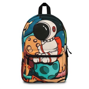 Mochila con temática de astronauta, linda mochila para niños, mochila de aventura espacial, mochila escolar, regalo para amantes de los dibujos animados