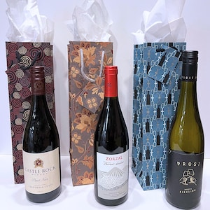 Pack of 4 Handcrafted Recycled Cotton Wine Gift Bags (Single Bottle - Assorted)