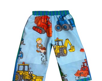 2/3T Vintage Bob the Builder toddler pants, wide leg, made from vintage and new fabric