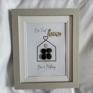 Handmade Pebble Art | First Home | Moving In Present | Custom Made & Personalised | Frame Included