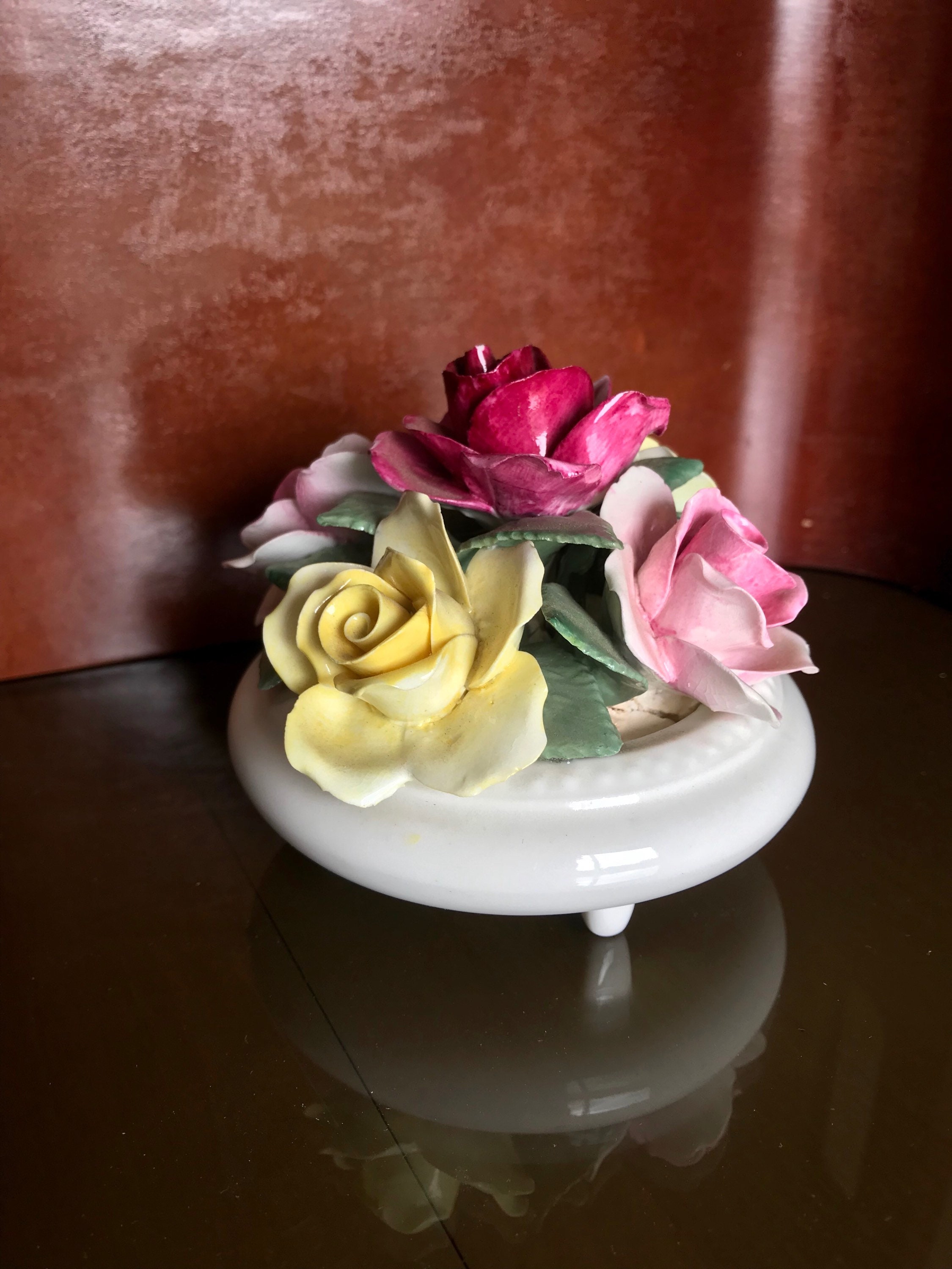 Crown Fine Bone China Staffordshire Flower Bouquet on Three legged Pot