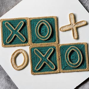 Cuadrados de buzón – Conjunto XOXO, patrón de crochet en PDF, cuadrado moderno de abuela con letras tridimensionales