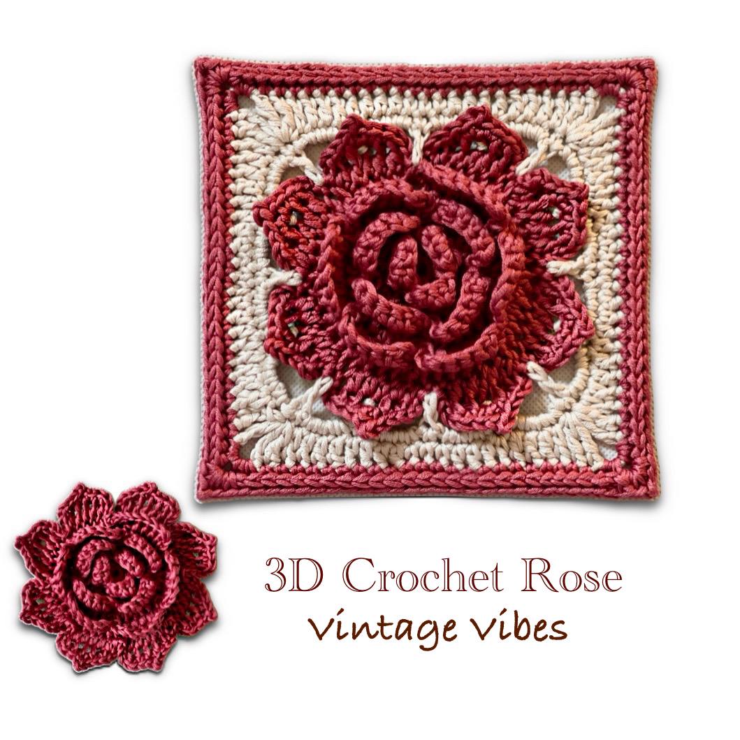30 3D Crochet Patterns for Texture, Shape, and Standout Handmade Projects 12 Retro Rose Granny Square