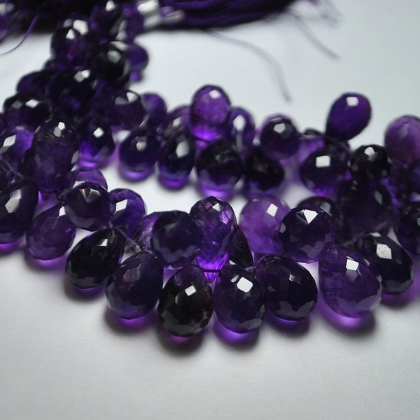 8 Inches -- Super Finest -- Full Strand -- Wholesale Price -- Purple Amethyst Faceted Tear Drops - Size 12-7mm Approx -Best Price