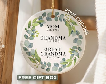 Great Grandma Ornament, Great Grandma Christmas Ornament New Great Grandma to be Great Grandma Announcement Gift Great Grandma Est Keepsake