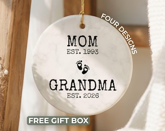 New Grandma Ornament, Custom New Grandma Christmas Ornament Personalized Grandma Est Ornament Gifts for Grandma to be Announcement Keepsake