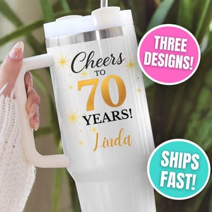70th Birthday Tumbler Personalized, 70th Birthday for Mom, 70th Gift, 40oz Birthday Tumbler Custom, 70 and Fabulous, 70th Mugs, 70th Cups