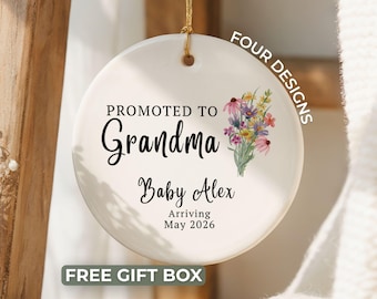 New Grandma Ornament, Custom New Grandma Christmas Ornament Personalized Grandma Est Ornament Gifts for Grandma to be Announcement Keepsake
