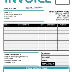 Editable Business Invoice Template, Customizable Word & PDF (A4) - Etsy