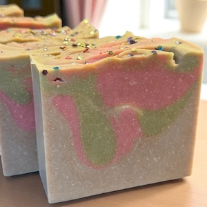Strawberry and Mint Garden cold process soap | Free Gift with Purchase