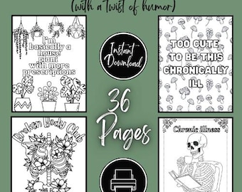 Lustige Chronische Krankheit Malseiten | Ausmalbilder Bundle | Druckbare digitale Datei