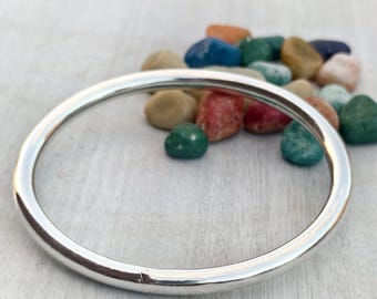 Bracelet jonc en argent massif : joncs en argent sterling, motif empilable volumineux
