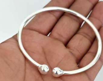 Handmade Sterling Silver Bangle: Minimalist Open Cuff Bracelet