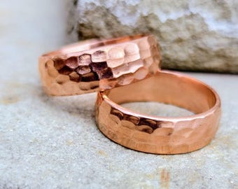 Anel de cobre puro martelado: joia de cura de cobre sólido