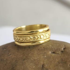 Gold Spinner Ring, Meditation Ring, 925 Solid Sterling Silver Ring, Gift Ring, Spinning Ring, Handmade Ring, boho spinier ring