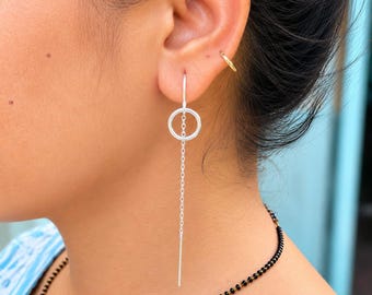 Sterling Silber Kreis Ohrringe – Kette Ohrringe