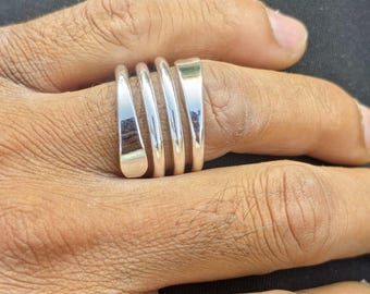 Handmade 925 Sterling Silver Adjustable Ring: Boho Thumb Ring