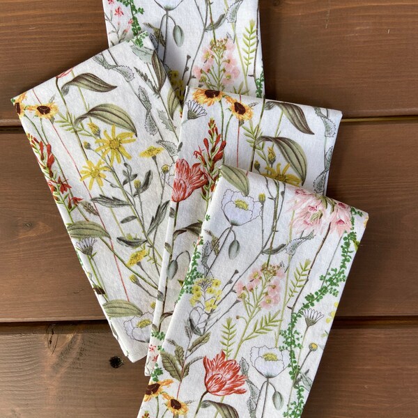 Floral Napkins - Dinner napkins - cloth napkins - reusable napkins - eco friendly napkins - napkin set - cloth napkins - wildflower napkins