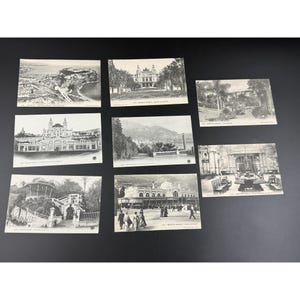 Set Of 8 Vintage 1904 Monte-Carlo & Monaco Postcards Black White Scenic Views