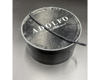 Adolfo Small Black Hat Wig Box With Pink Interior & Rope Handle