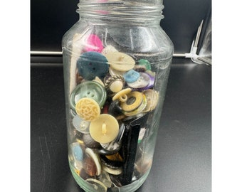 Jar Vintage Antique Buttons