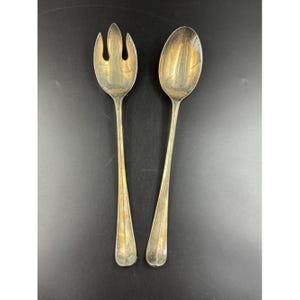 Vintage International Silver Co. Salad Fork & Spoon Serving Set Silverplate 12.75&quot;