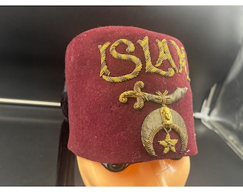 1940'S Masonic Shriner's Fez - Deep Red Wool Felt - OSMAN - the