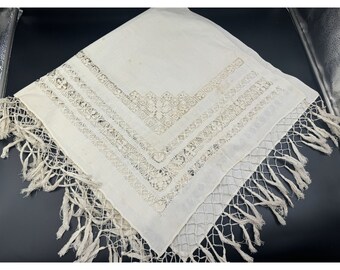 Vintage Tenerife Lace Cloth Buffet Dresser Cloth 25" X 82"