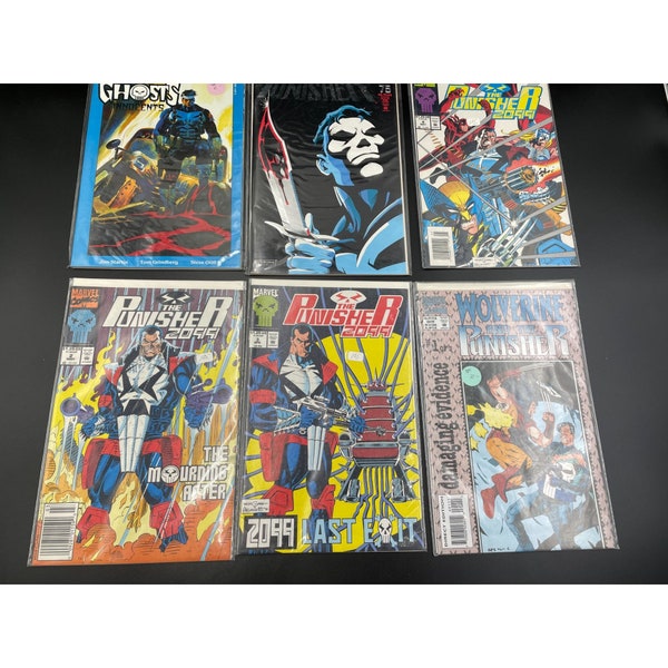 6 Vintage New Marvel Comic Books The Punisher 1990's