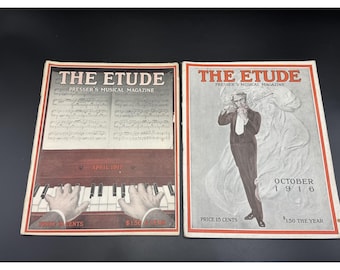Vintage Etude Music Magazine Set, 1916-1917, Collectible Sheet Music