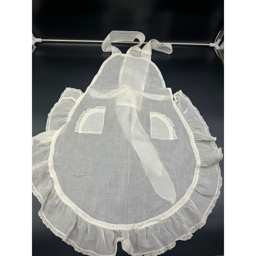 Antique Sheer Maids Apron Ruffles & Lace Full Length Etsy