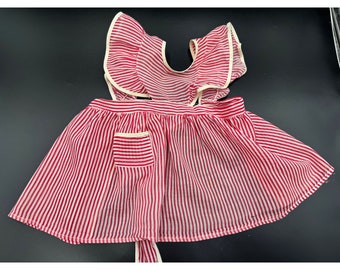 Vintage Childs Pinafore Red & White Size 2?