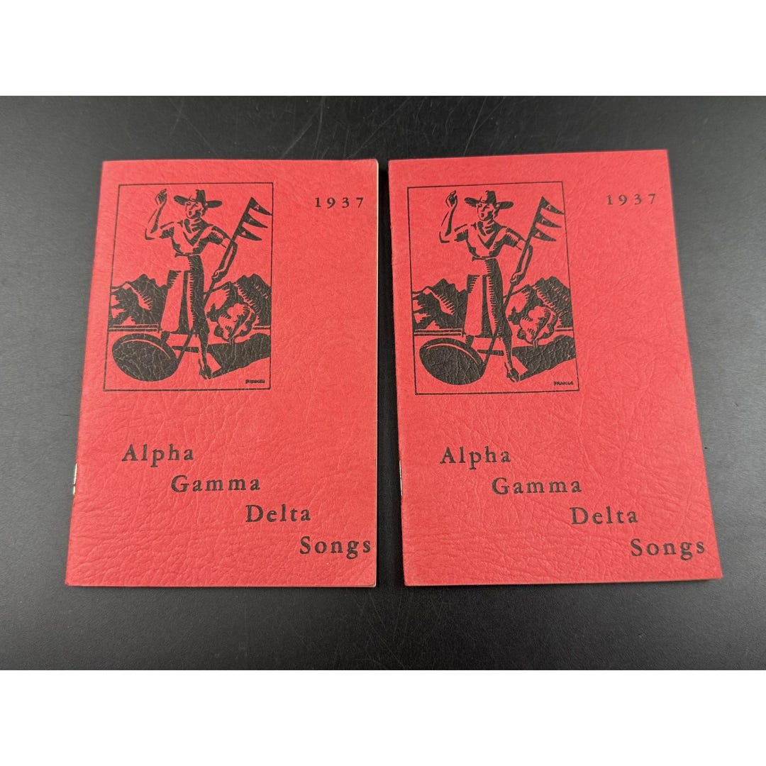 1937 Alpha Gamma Delta Songs Red Booklet Vintage Sorority Songbook Set ...