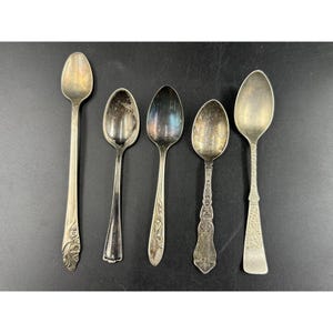 Vintage Assorted Silverplate Demitasse Spoons With Ornate Handles - Set Of 5