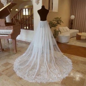 Detachable Lace Bridal Overskirt,Beaded Wedding Train with Pearls,Separate Detachable Overskirt,Shiny Lace Overskirt,Fairy Bridal Overlay